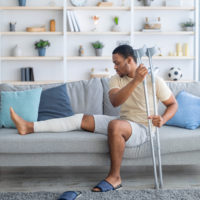 man recovering from leg injury