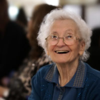 portrait of happy elderly woman smiling