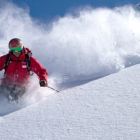 skier freerides down unmanned slope